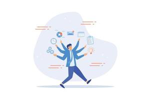 Project management, strategic plan to manage resources for development, working process and schedule, task completion concept, flat vector modern illustration