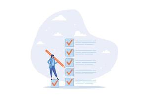 Getting things done, completed tasks or business accomplishment, finished checklist, achievement or project progression concept, flat vector modern illustration