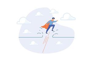 Breakthrough business barrier, overcome difficulty or obstacle to success, solve problem, business solution or leadership and effort for growth, flat vector modern illustration