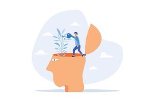 Self improvement, personal development or growth mindset, motivation to grow and achieve career success, learning new skill or knowledge concept, flat vector modern illustration