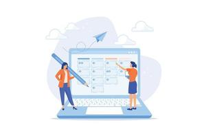 Task management software to organize project tasks, assign staff to finish work on schedule, project plan or efficiency work concept, flat vector modern illustration