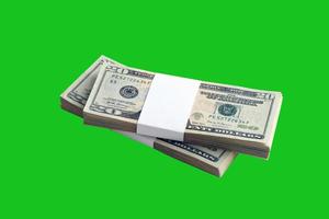 Bundle of US dollar bills isolated on chroma keyer green. Pack of american money with high resolution on perfect green mask photo