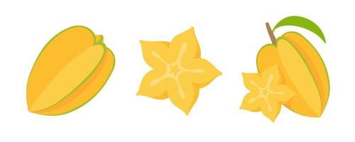 vector de carambola. fruta amarilla en forma de estrella