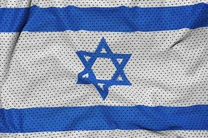 Israel flag printed on a polyester nylon sportswear mesh fabric photo