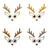 Set of Reindeer Face in flat style isolated vector