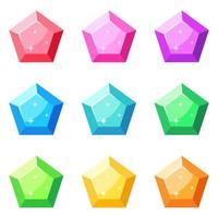 Set of gems in flat style isolated vector