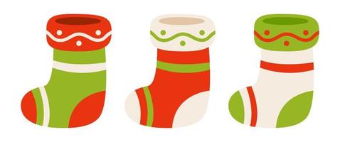 Set of Christmas Sock in flat style isolated vector