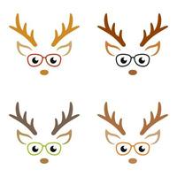 Set of Reindeer Face in flat style isolated vector