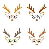 Set of Reindeer Face in flat style isolated vector