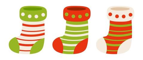 Set of Christmas Sock in flat style isolated vector