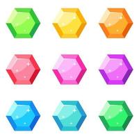 Set of gems in flat style isolated vector