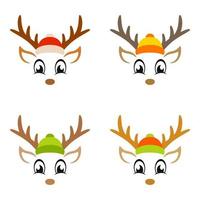 Set of Reindeer Face in flat style isolated vector