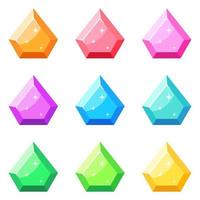 Set of gems in flat style isolated vector