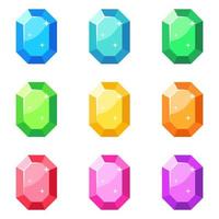 Set of gems in flat style isolated vector
