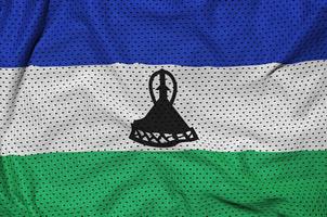 Lesotho flag printed on a polyester nylon sportswear mesh fabric photo