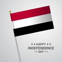 Yemen Independence day typographic design with flag vector
