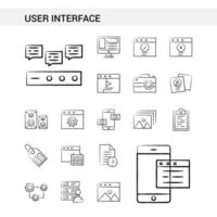 interfaz de usuario estilo de conjunto de iconos dibujados a mano aislado en vector de fondo blanco