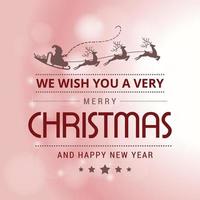 Christmas greetings card design with pink background vector