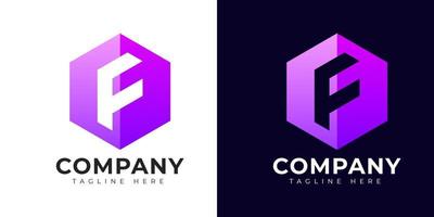 Modern gradient style letter f logo template. F letter design vector with colorful creative hexagon sign.