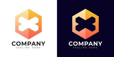 Modern gradient style letter x logo template. x letter design vector with colorful creative hexagon sign.