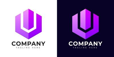 Modern gradient style letter u logo template. u letter design vector with colorful creative hexagon sign.