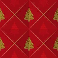 Chirstmas seamless pattern, gold christmas fir on red. vector