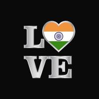 amor tipografía india bandera diseño vector hermosa letras