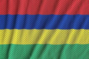 Mauritius flag printed on a polyester nylon sportswear mesh fabr photo