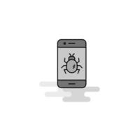 Bug on a smartphone Web Icon Flat Line Filled Gray Icon Vector