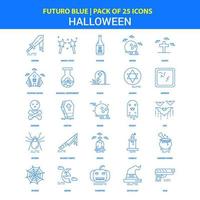 iconos de halloween paquete de iconos azul futuro 25 vector