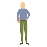 Old man with book icon, cartoon style vector
