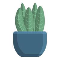 Cozy home succulent pot icon, cartoon style vector