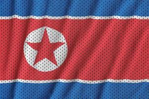 North Korea flag printed on a polyester nylon sportswear mesh fa photo