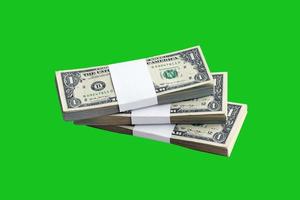 fajo de billetes de dólar estadounidense aislado en verde chroma keyer. paquete de dinero americano con alta resolución en máscara verde perfecta foto