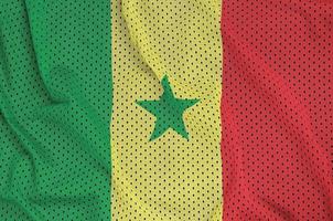 Senegal flag printed on a polyester nylon sportswear mesh fabric photo