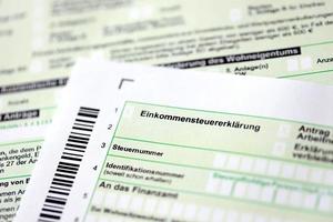 German annual income tax return declaration form for 2022 year close up. The concept of tax reporting in Germany photo