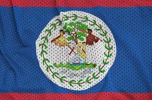 Belize flag printed on a polyester nylon sportswear mesh fabric photo