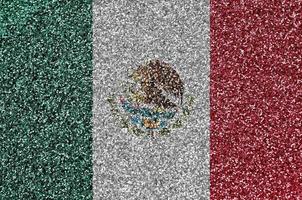 Mexico flag depicted on many small shiny sequins. Colorful festival background for party photo