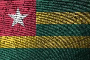 Togo flag  is depicted on the screen with the program code. The concept of modern technology and site development photo