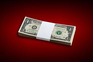 Bundle of US dollar bills isolated on white. Pack of american money with high resolution on perfect white background photo