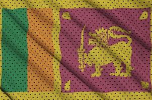 Sri Lanka flag printed on a polyester nylon sportswear mesh fabr photo