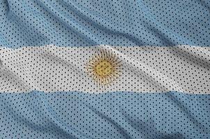 Argentina flag printed on a polyester nylon sportswear mesh fabr photo