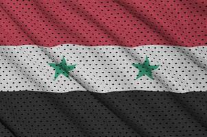 Syria flag printed on a polyester nylon sportswear mesh fabric w photo