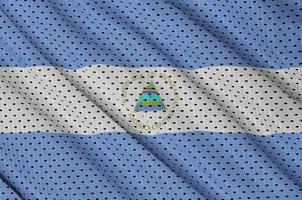 Nicaragua flag printed on a polyester nylon sportswear mesh fabr photo