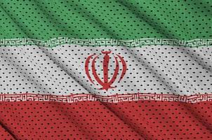 Iran flag printed on a polyester nylon sportswear mesh fabric wi photo