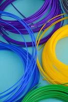 Plastic PLA and ABS filament material for printing on a 3D pen or printer of various colors photo