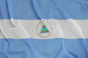 Nicaragua flag printed on a polyester nylon sportswear mesh fabr photo