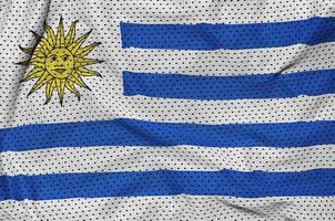 Uruguay flag printed on a polyester nylon sportswear mesh fabric photo