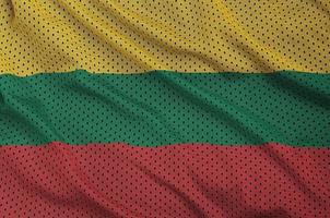 Lithuania flag printed on a polyester nylon sportswear mesh fabr photo