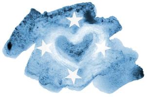 Micronesia flag  is depicted in liquid watercolor style isolated on white background photo